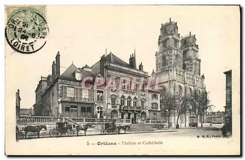 Ansichtskarte AK Theatre et cathedrale Cafe du Loiret Orleans