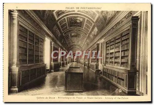 Cartes postales Palais de Fontainebleau Galerie de Diane Bibliotheque du palais