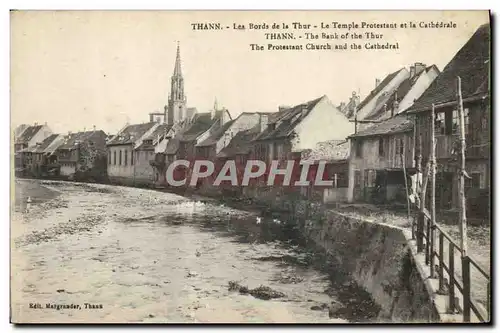 Cartes postales Thann Les bords de la Thur Temple protestant et la cathedrale