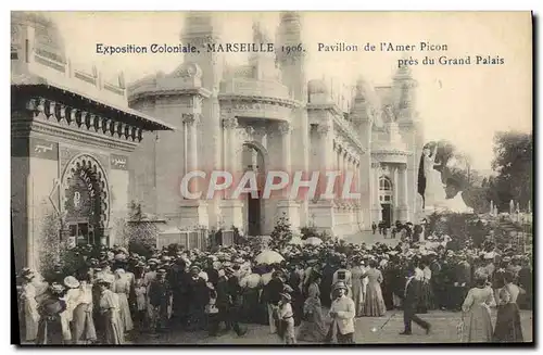 Ansichtskarte AK Biere Brasserie Exposition coloniale Marseille 1906 Pavillon de l&#39amer Picon pres du Grand Pa