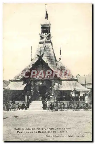 Cartes postales Biere Brasserie Marseille Exposition coloniale 1906 Pavillon de la brasserie du Phenix