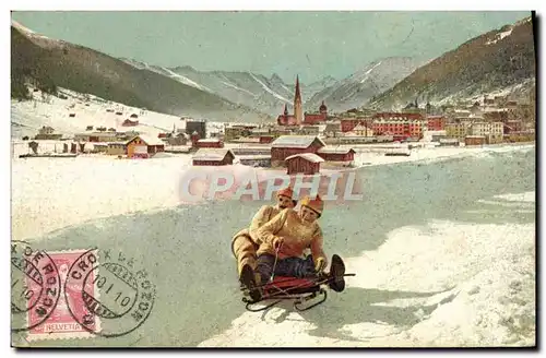 Cartes postales Sports d&#39hiver Ski Luge