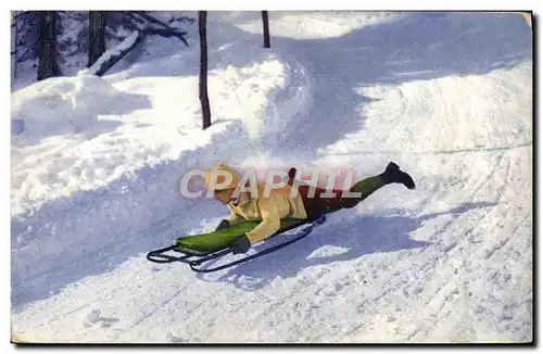 Cartes postales Sports d&#39hiver Ski Luge