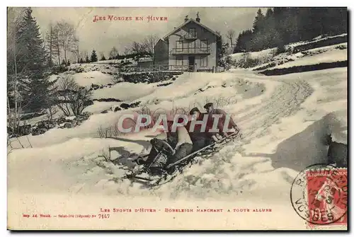 Ansichtskarte AK Sports d&#39hiver Ski Vosges Bobsleigh marchant a toute allure