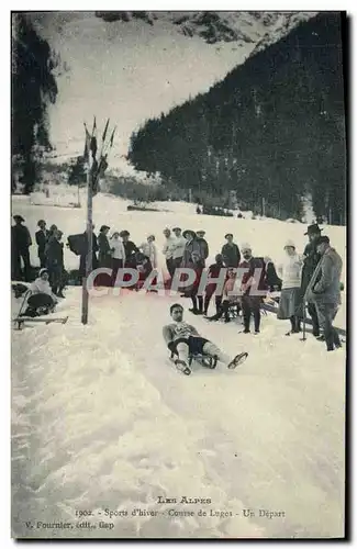 Ansichtskarte AK Sports d&#39hiver Ski Course de luges Un depart