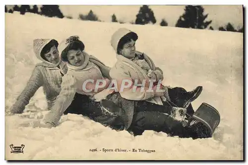 Ansichtskarte AK Sports d&#39hiver Ski en toboggan