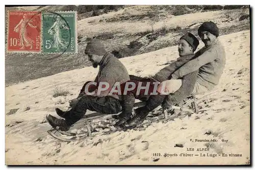 Cartes postales Sports d&#39hiver Ski La luge En vitesse