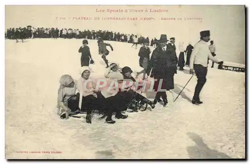 Cartes postales Sports d&#39hiver Ski luchon Plateau de Superbagneres Groupe de lugeuses
