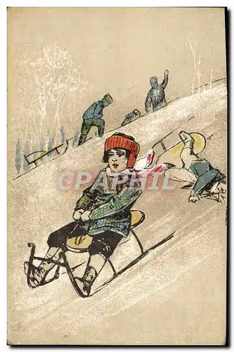 Cartes postales Sports d&#39hiver Ski Enfants Luge
