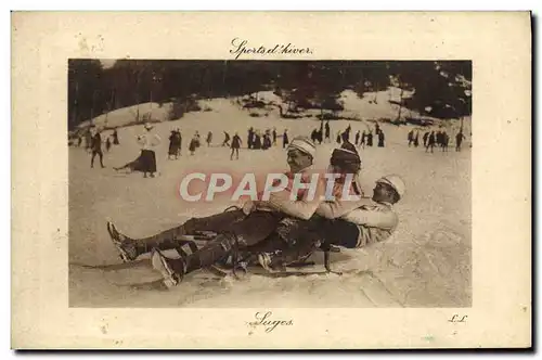 Cartes postales Sports d&#39hiver Ski Luges