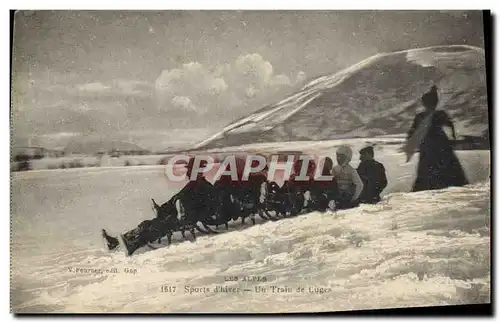 Cartes postales Sports d&#39hiver Ski un train de luges