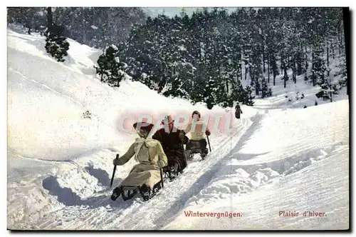 Cartes postales Sports d&#39hiver Ski Luges