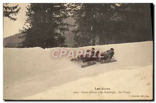 Cartes postales Sports d&#39hiver Ski En Bobsleighs Un virage