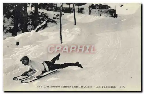 Ansichtskarte AK Sports d&#39hiver Ski en toboggan