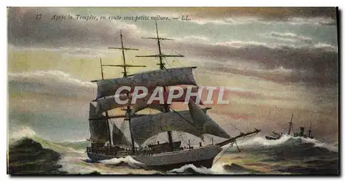 Cartes postales Bateau Voilier Apres la tempete en route sous petite voilure