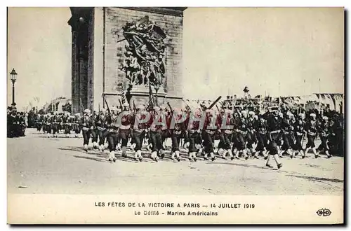 Cartes postales Militaria Fetes de la Victoire 14 juillet 1919 Le defile Marins americains