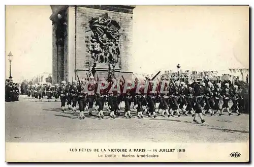 Ansichtskarte AK Militaria Fetes de la Victoire 14 juillet 1919 le defile Marins americains