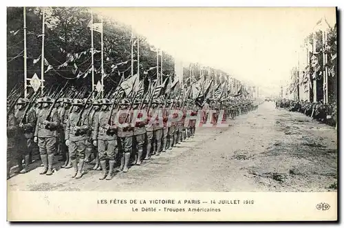 Cartes postales Militaria Fetes de la Victoire 14 juillet 1919 Le defile Troupes americaines