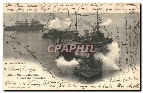 Cartes postales Bateau Guerre Visite officielle a bord de l&#39escadre