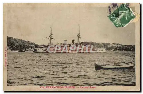 Cartes postales Bateau Guerre Villefranche sur Mer Cuirasse Ruse Russie Russia (carte en soire)