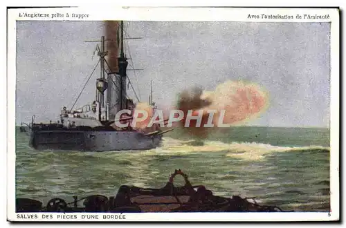 Ansichtskarte AK Bateau Guerre Angleterre Salves des pieces d&#39une bordee