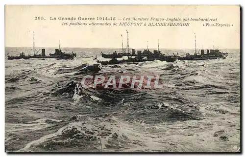 Cartes postales Bateau Guerre Les monitors Franco anglais Nieuport a Blankenberghe