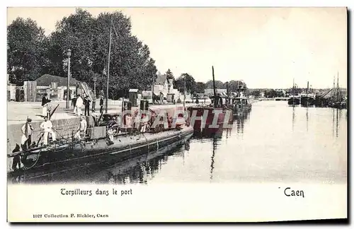 Ansichtskarte AK Bateau Guerre Caen Torpilleurs dans le port