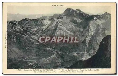 Cartes postales Panorama du col du Lautaret Route de Briancon Route du Col de Galibier Le Grand Galibier Au fond