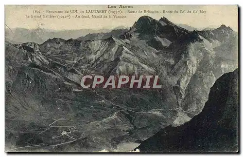 Ansichtskarte AK Panorama du col du Lautaret Route de Briancon Route du Col de Galibier Le Grand Galibier Au fond