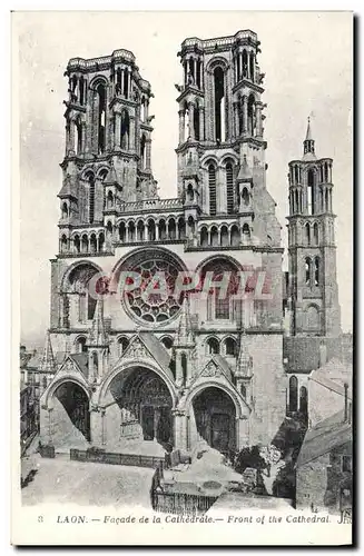 Cartes postales Laon Facade de la Cathedrale