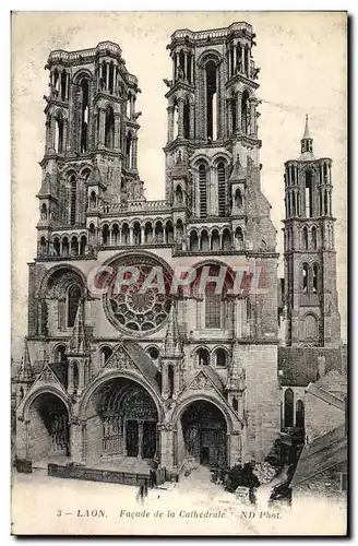 Cartes postales Laon Facade de la Cathedrale