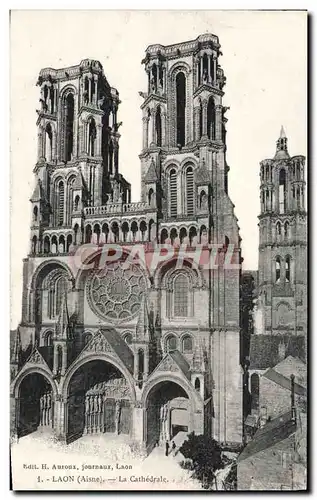 Cartes postales Laon Facade de la Cathedrale