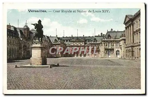 Ansichtskarte AK Versailles Cour Royale et Statue de Louis XIV