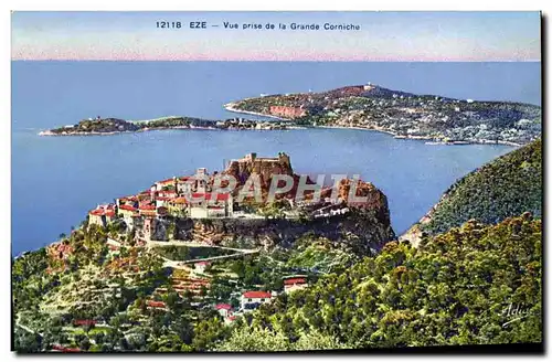 Cartes postales Cote d&#39Azur Eze Vue prise de la grande corniche