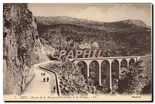 Cartes postales Eze Route de la Moyenne Corniche et le Viaduc