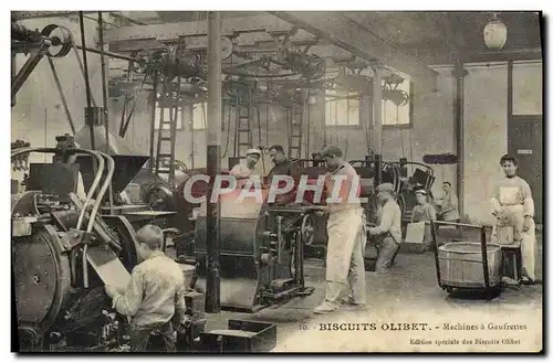 Cartes postales Biscuits Olivet Paris Machines a gaufrettes