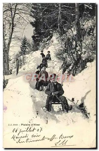 Ansichtskarte AK Sports d&#39hiver Ski Luge Enfants