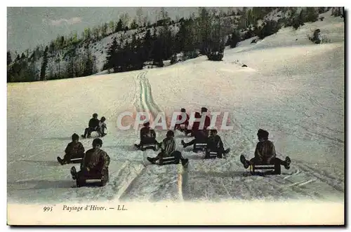 Cartes postales Sports d&#39hiver Ski Luge Enfants