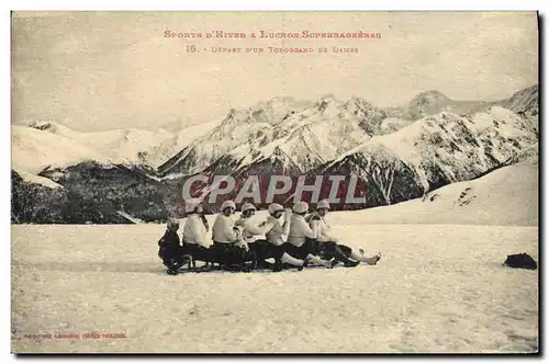 Cartes postales Sports d&#39hiver Ski Depart d&#39un toboggan de dames Luchon Superbagneres
