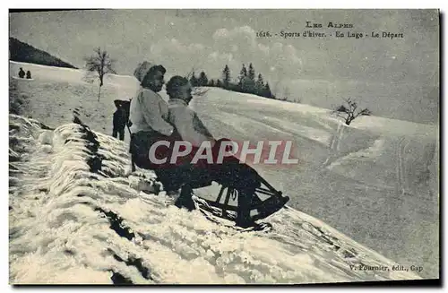 Cartes postales Sports d&#39hiver Ski En luge le depart