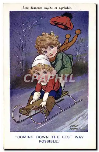 Ansichtskarte AK Sports d&#39hiver Ski Enfants Luge Fred Spurgin