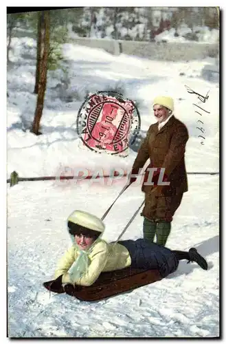 Cartes postales Sports d&#39hiver Ski Femme Luge