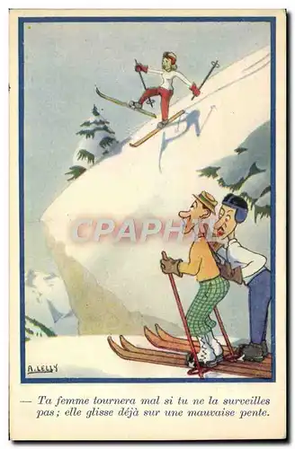 Cartes postales Sports d&#39hiver Ski Lelly Ta femme tournera mal