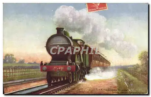 Cartes postales Train Locomotive QNR Kings Cross to Leeds Taking water near Concaster