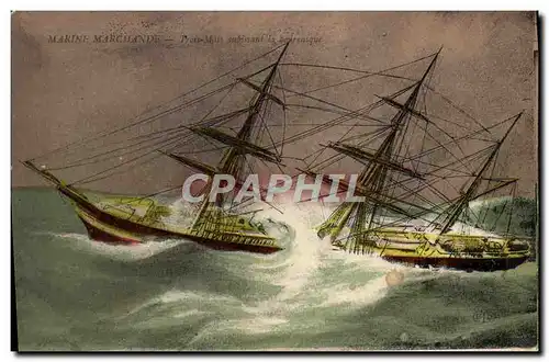 Cartes postales Bateau Marine marchande Trois mats subissant la bourrasque