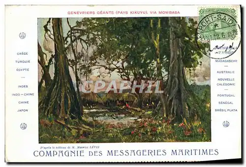 Cartes postales Bateau Compagnie des Messageries Maritimes Genevriers Geants Pays Kikuyu Via Mombasa