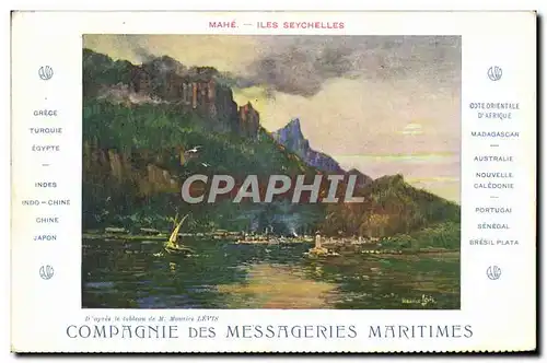 Cartes postales Bateau Compagnie des Messageries Maritimes Mahe Iles Seychelles