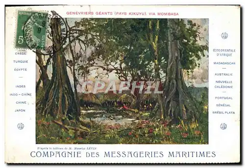 Cartes postales Bateau Compagnie des Messageries Maritimes Genevriers Geants Pays Kikuyu Via Mombasa