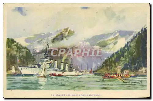 Cartes postales Bateau La serenite des grands fjords silencieux