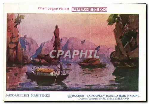 Ansichtskarte AK Bateau Compagnie des Messageries Maritimes Le rocher La Poupee dans la baie d&#39Along Champagne